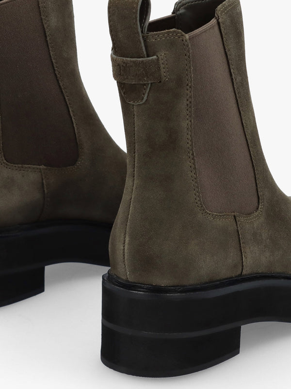 Adrianna Dark Olive Suede Chunky Chelsea Boots