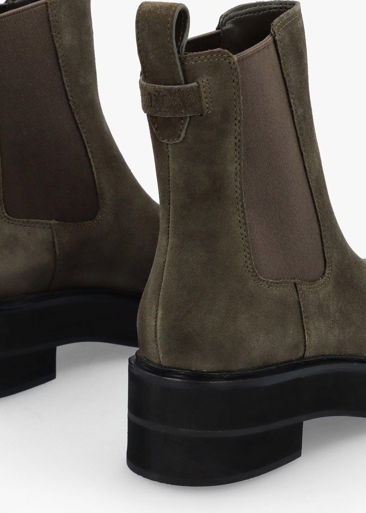 Adrianna Dark Olive Suede Chunky Chelsea Boots