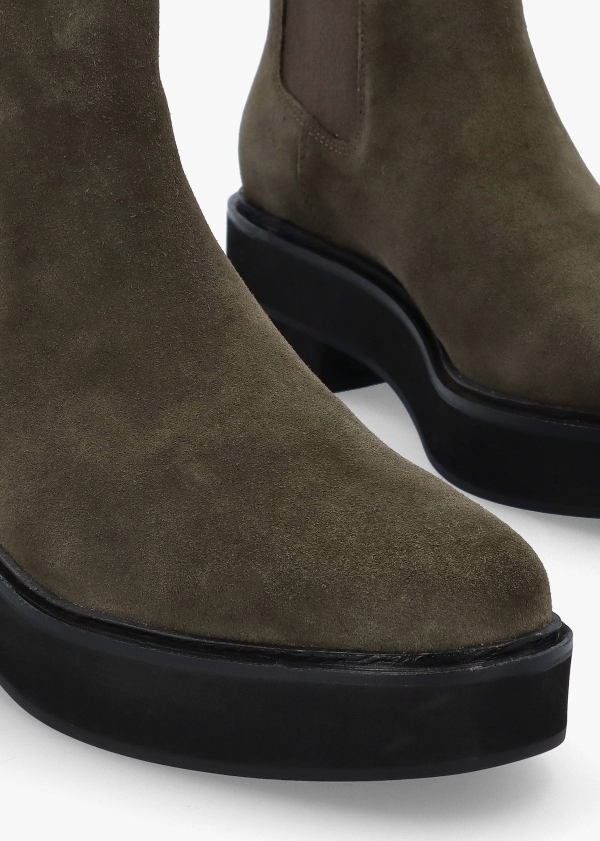 Adrianna Dark Olive Suede Chunky Chelsea Boots