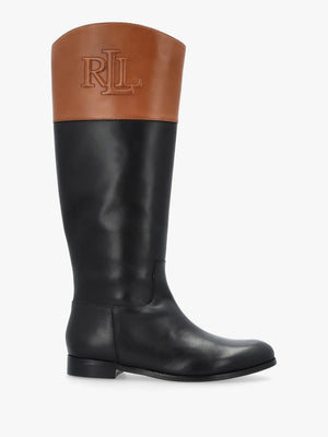 Justine II Black Deep Saddle Tan Leather Riding Boots