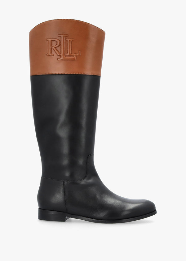Justine II Black Deep Saddle Tan Leather Riding Boots