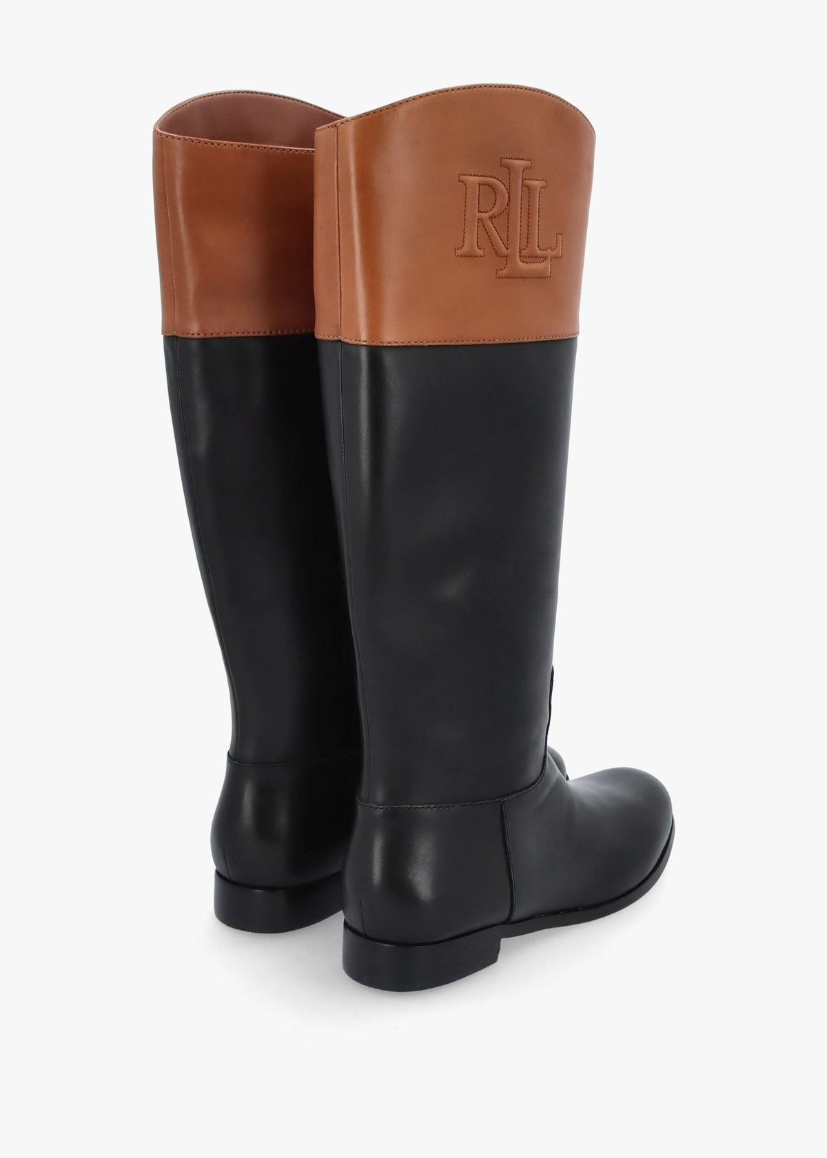 Justine II Black Deep Saddle Tan Leather Riding Boots