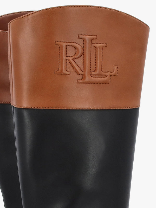 Justine II Black Deep Saddle Tan Leather Riding Boots