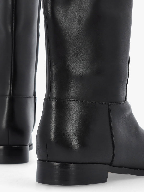 Justine II Black Deep Saddle Tan Leather Riding Boots