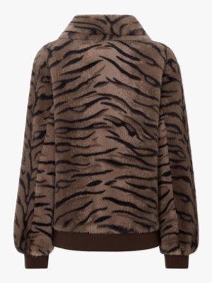 Ginger Brown Tiger Faux Fur Bomber Jackets