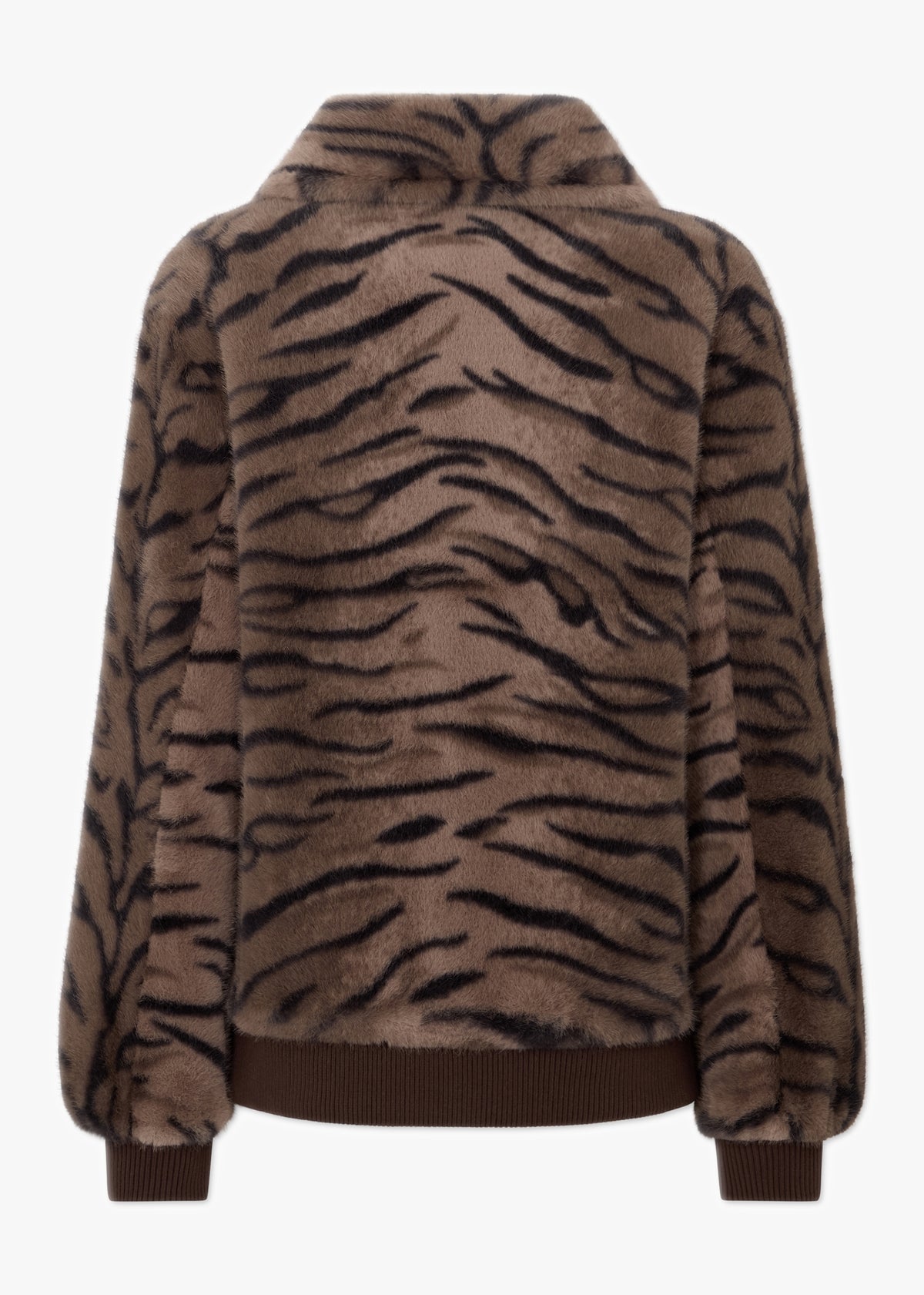 Ginger Brown Tiger Faux Fur Bomber Jackets