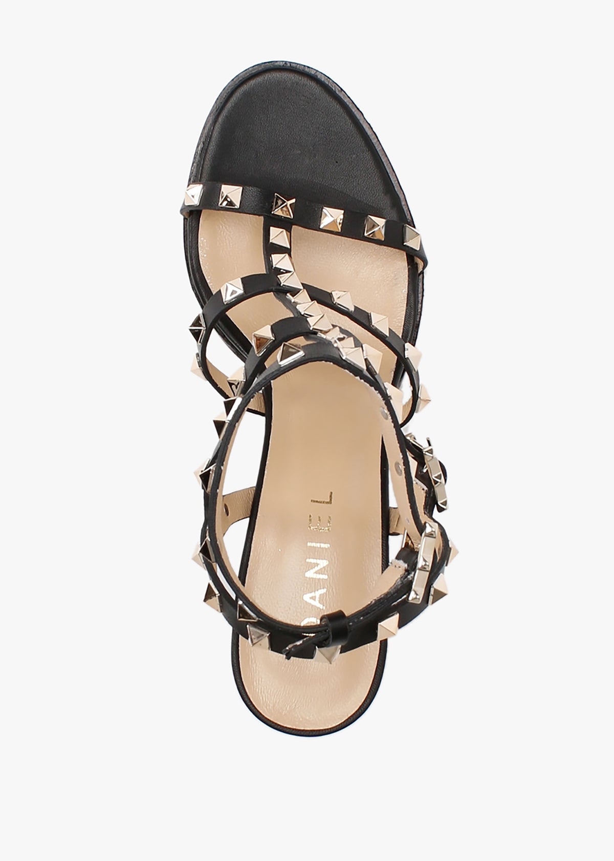 Pitter Black Leather Studded Block Heeled Sandals