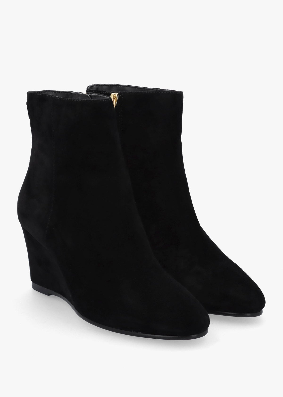 Sherry Black Suede Wedge Ankle Boots