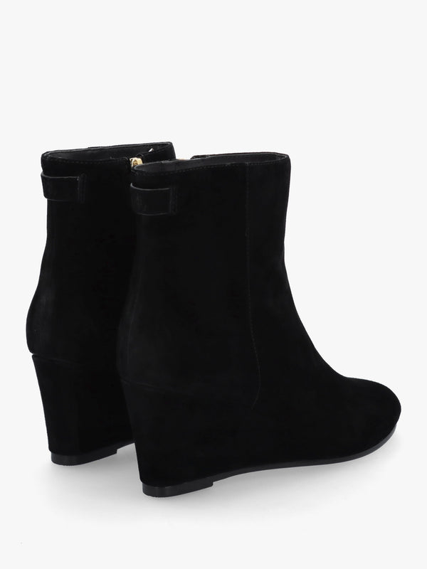 Sherry Black Suede Wedge Ankle Boots