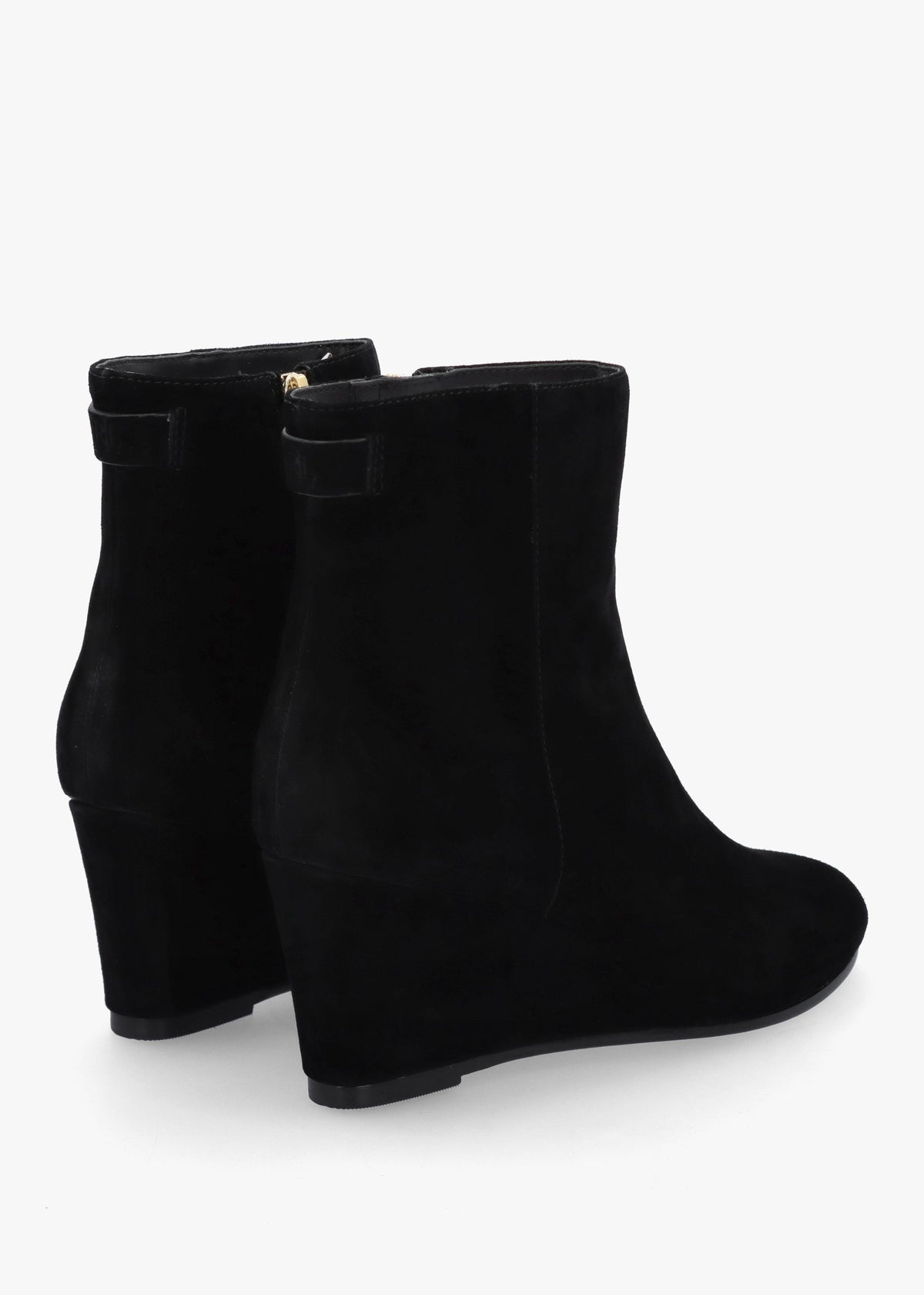 Sherry Black Suede Wedge Ankle Boots