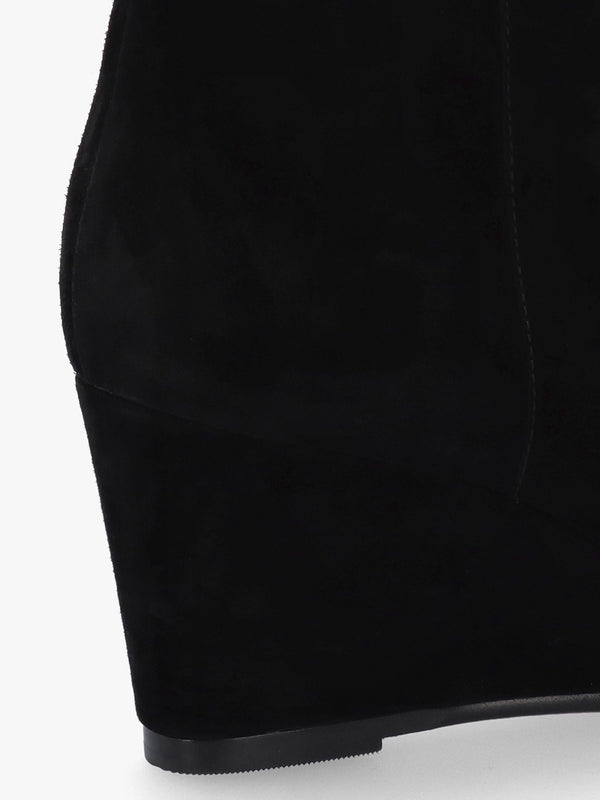 Sherry Black Suede Wedge Ankle Boots