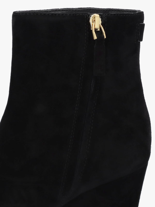Sherry Black Suede Wedge Ankle Boots