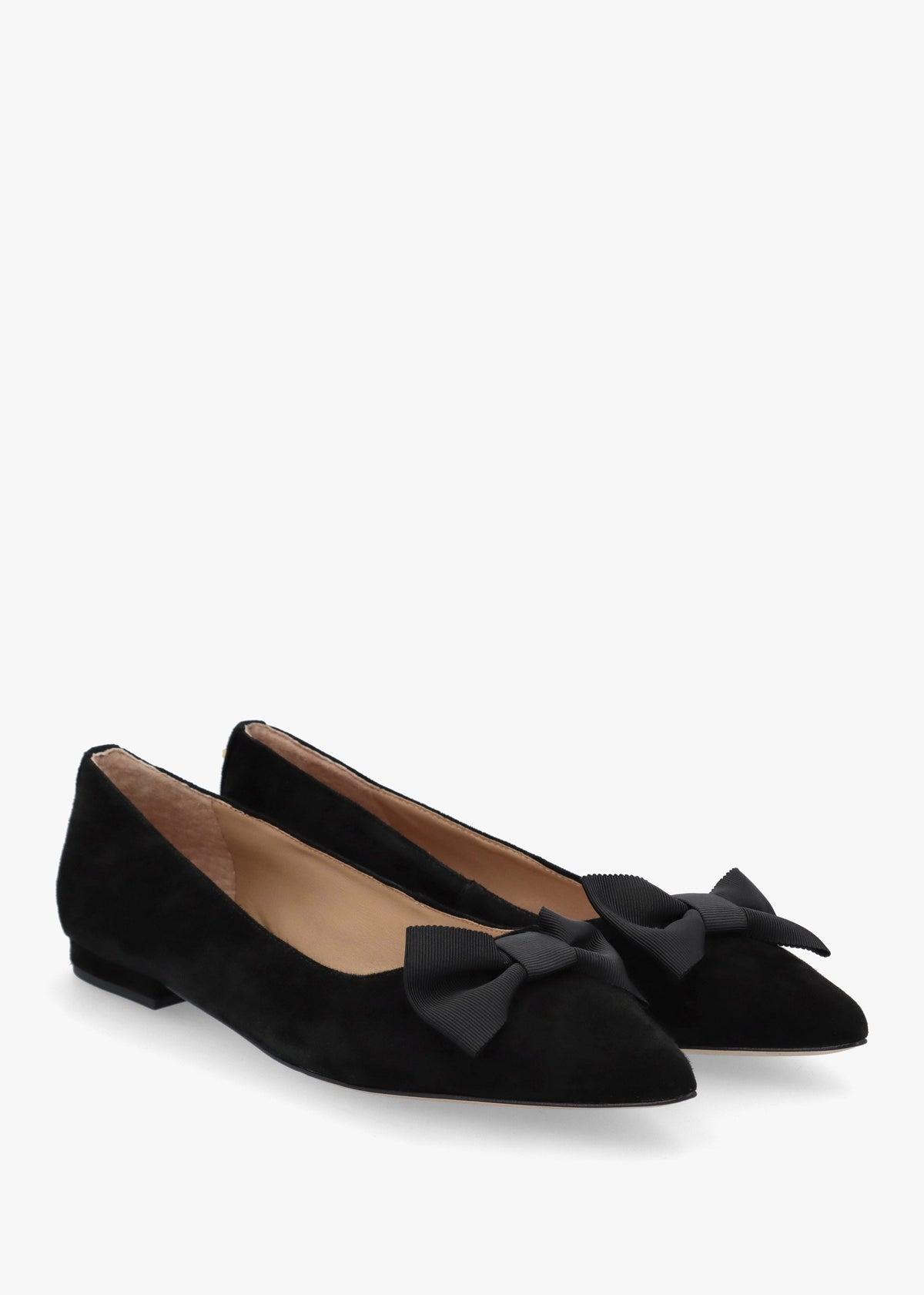 Londyn Bow Black Suede Ballerina Pumps