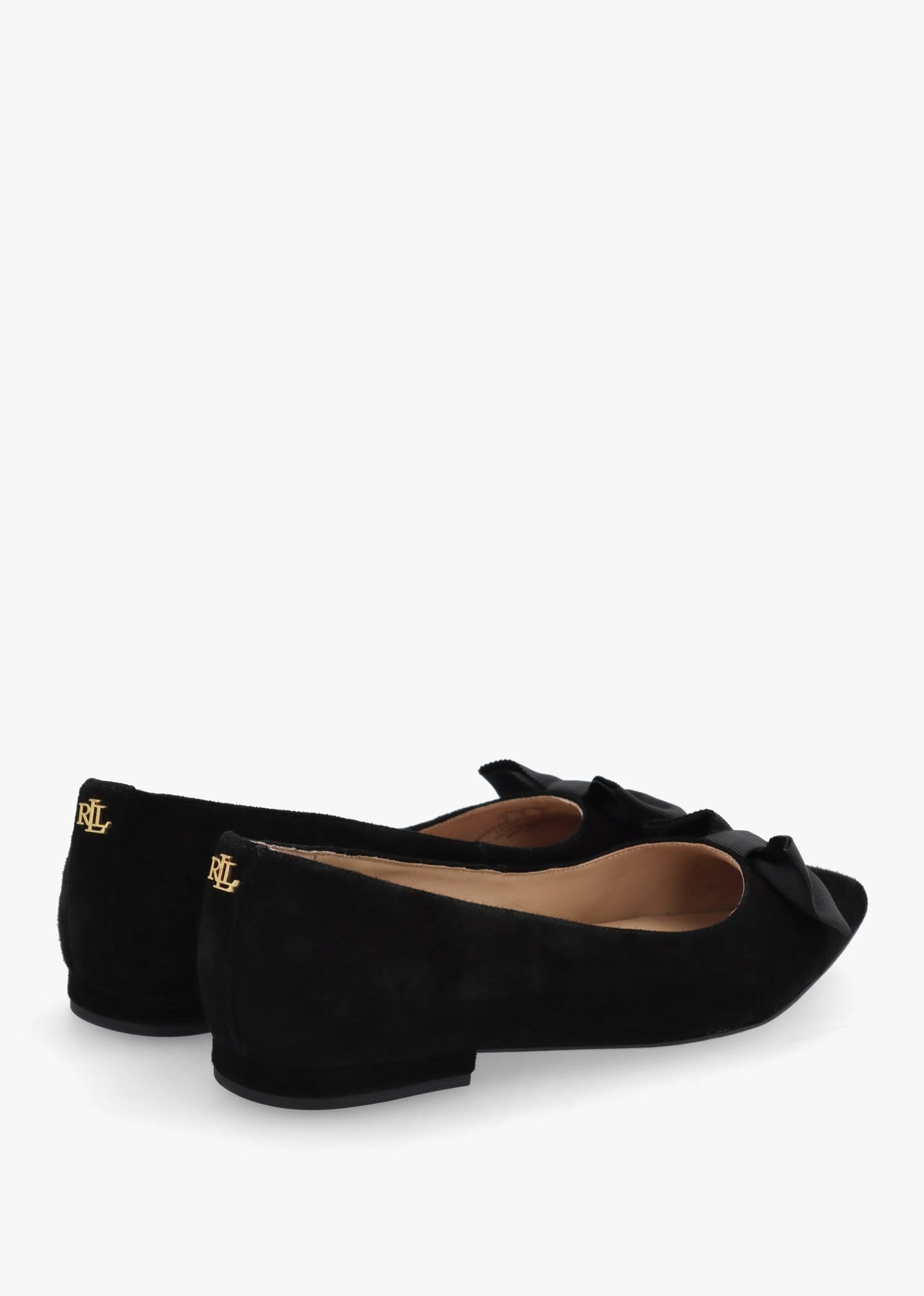 Londyn Bow Black Suede Ballerina Pumps