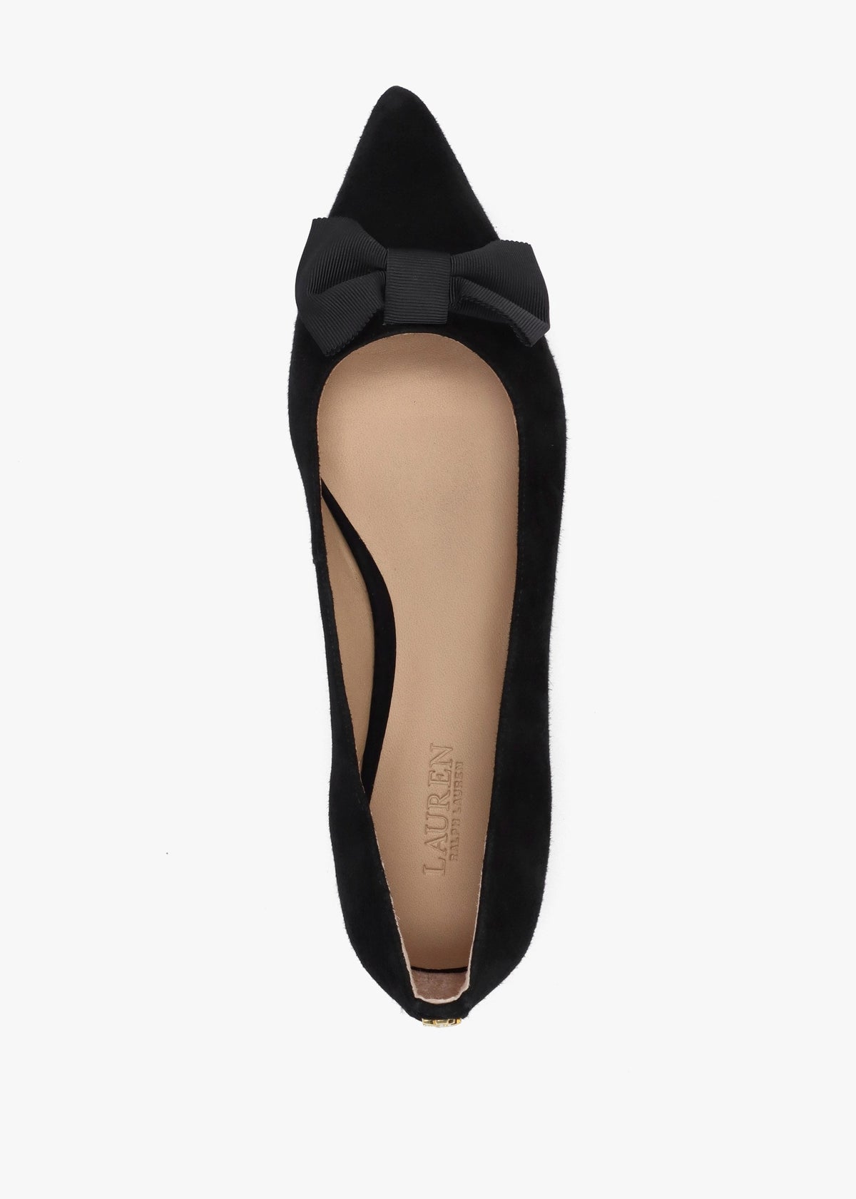Londyn Bow Black Suede Ballerina Pumps