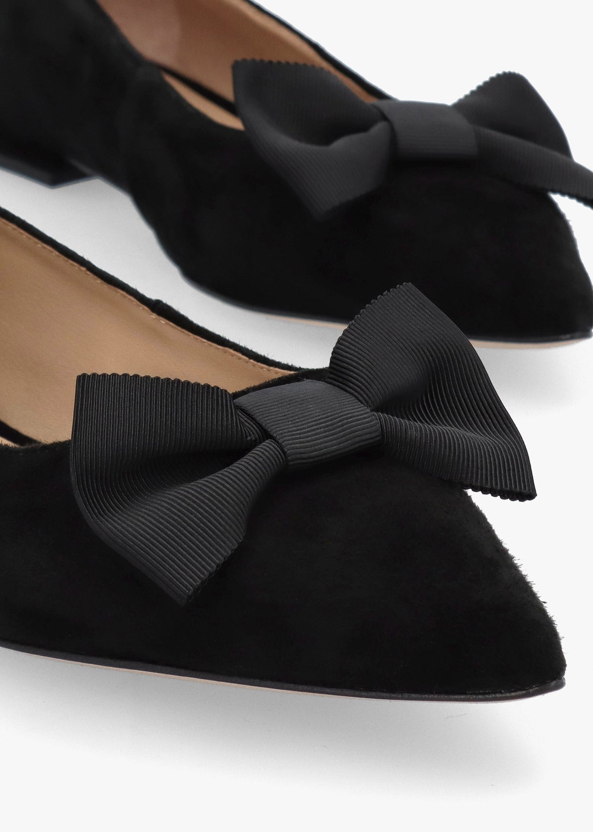 Londyn Bow Black Suede Ballerina Pumps