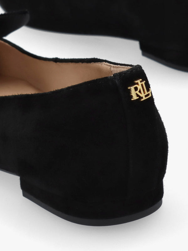 Londyn Bow Black Suede Ballerina Pumps