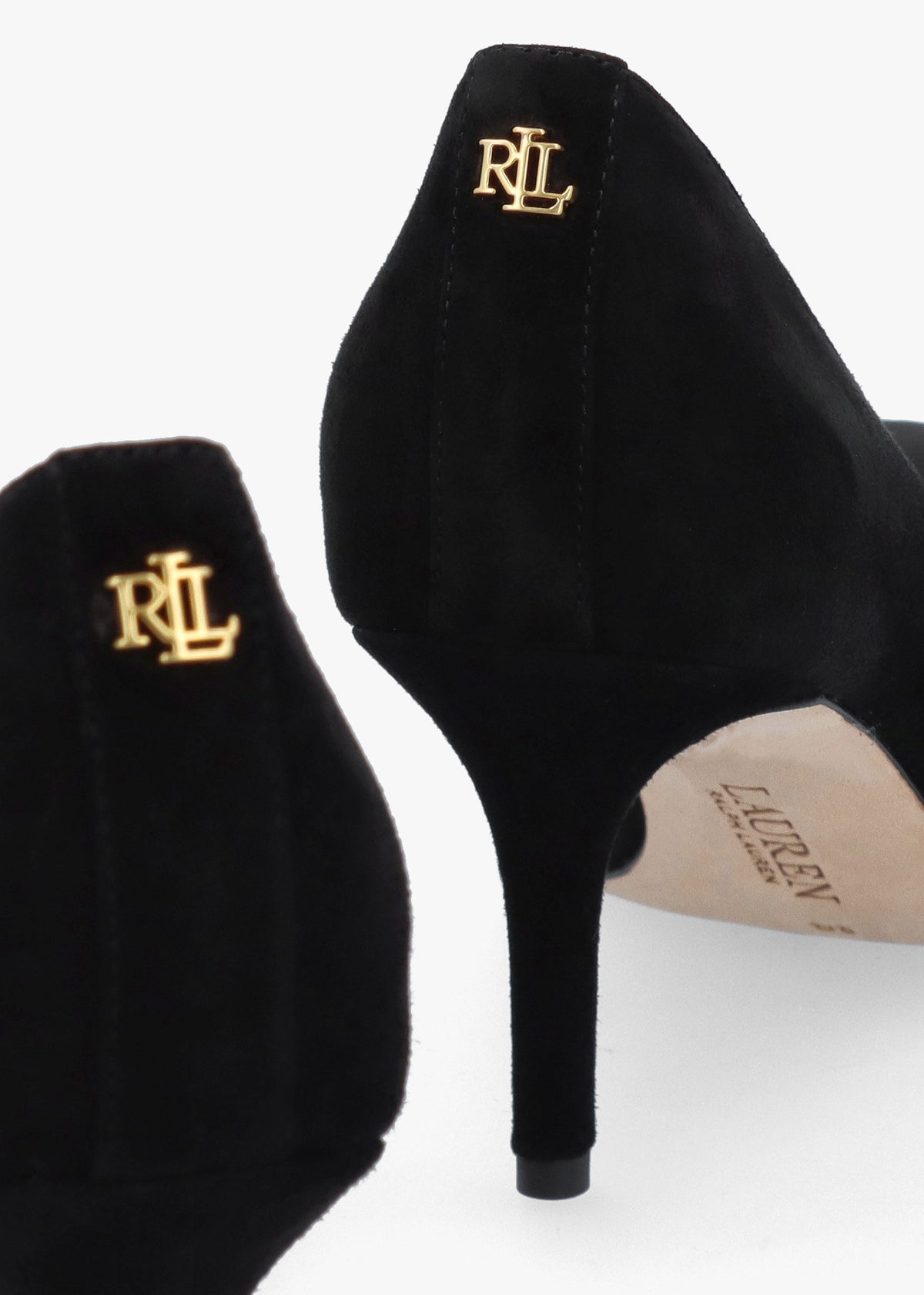 Lanette Bow Trim Black Suede Court Shoes