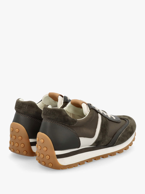 Dani Colour Block Dark Olive Suede Trainers