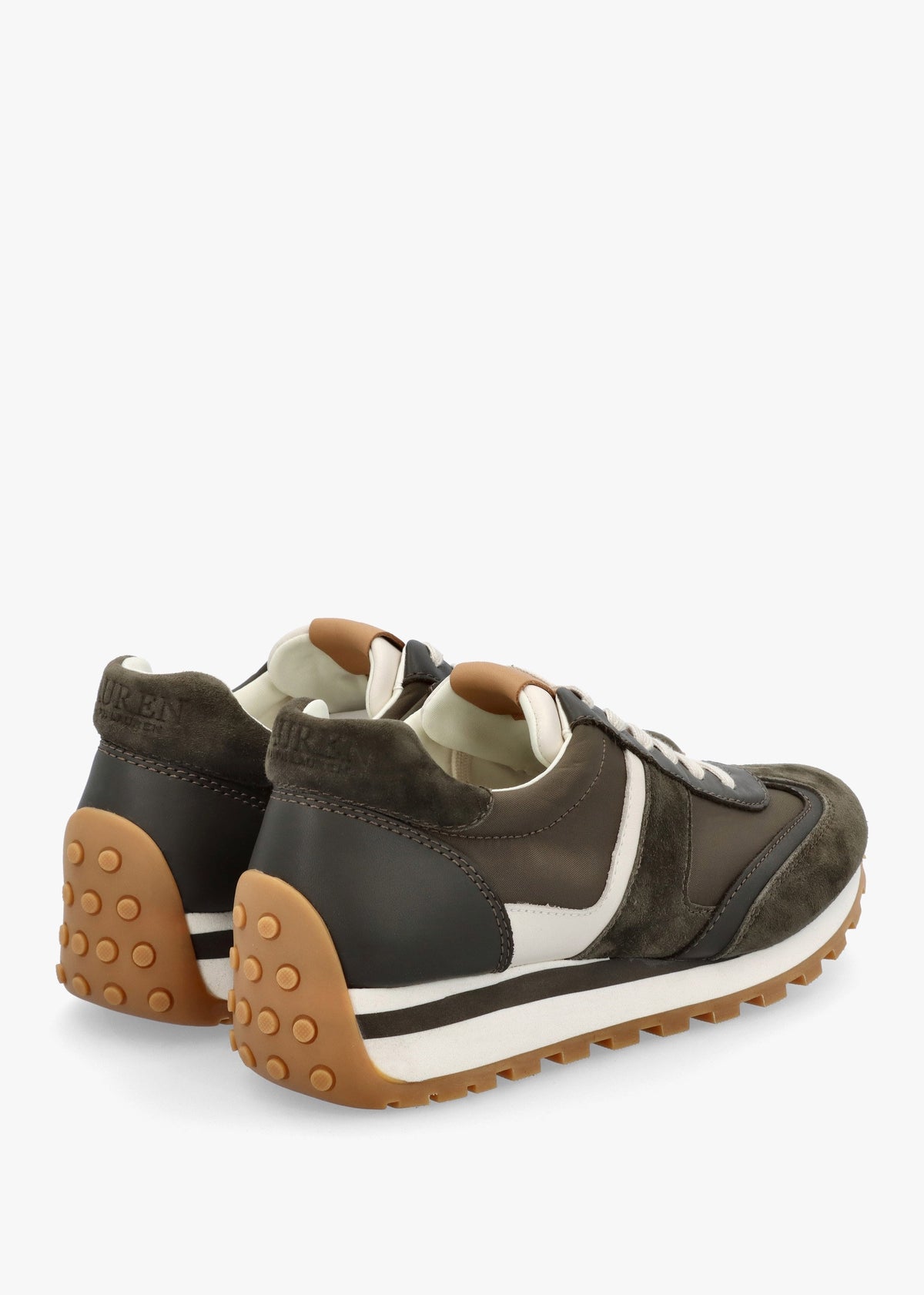 Dani Colour Block Dark Olive Suede Trainers