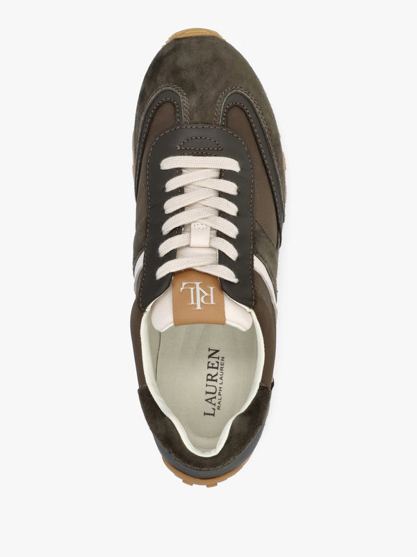 Dani Colour Block Dark Olive Suede Trainers