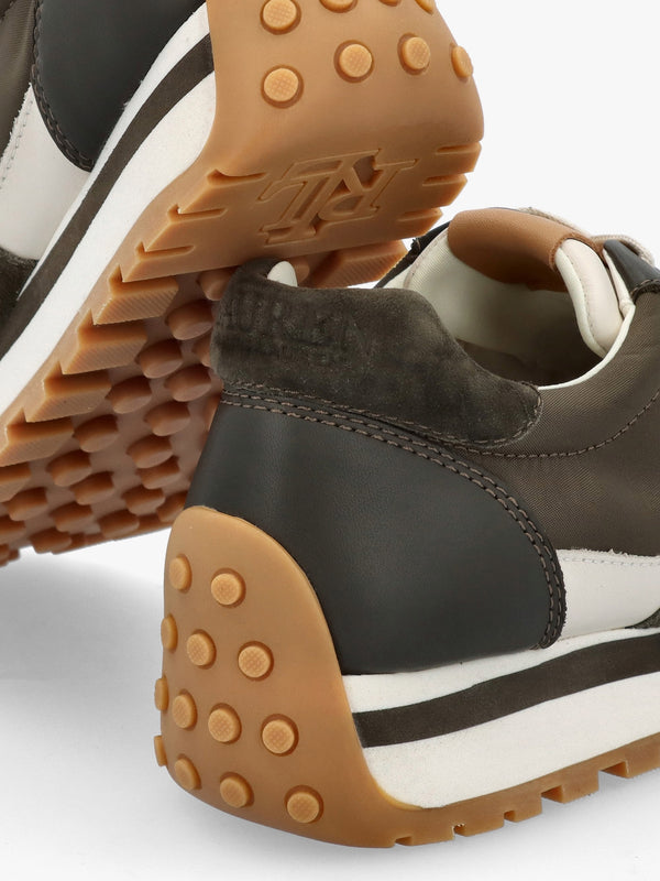 Dani Colour Block Dark Olive Suede Trainers