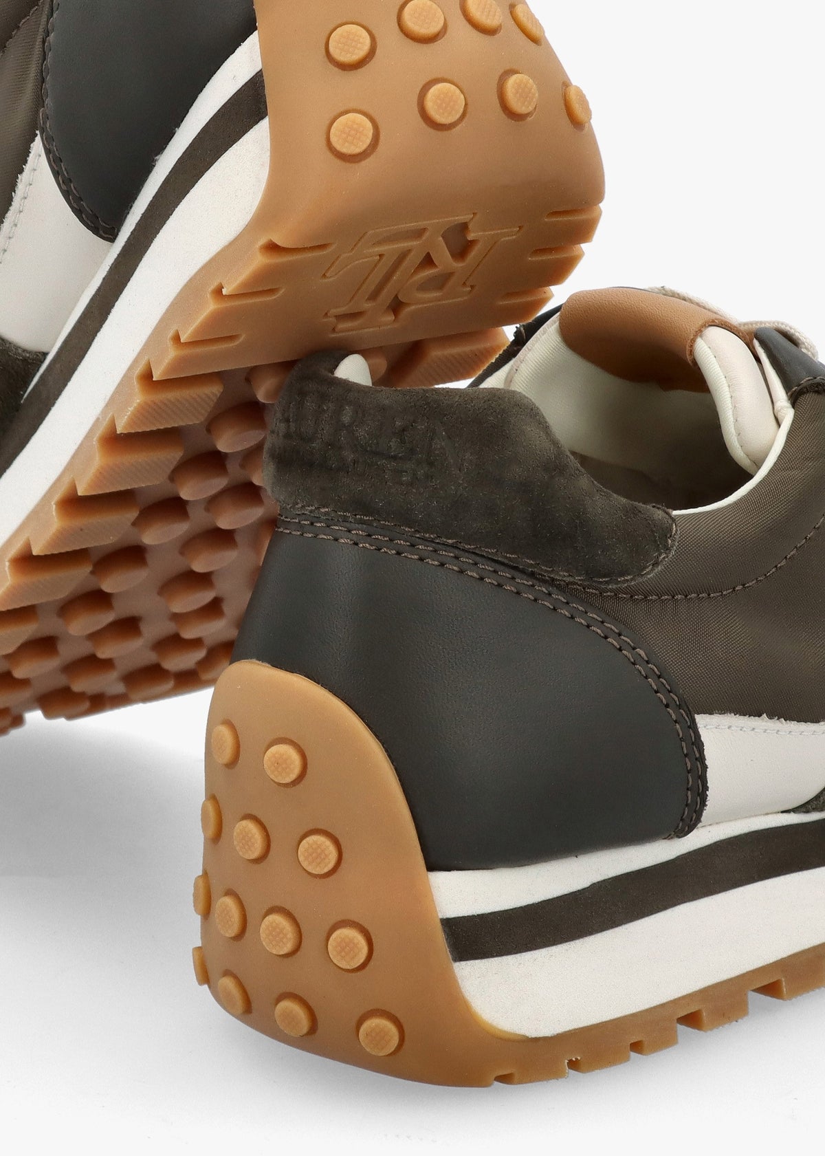 Dani Colour Block Dark Olive Suede Trainers