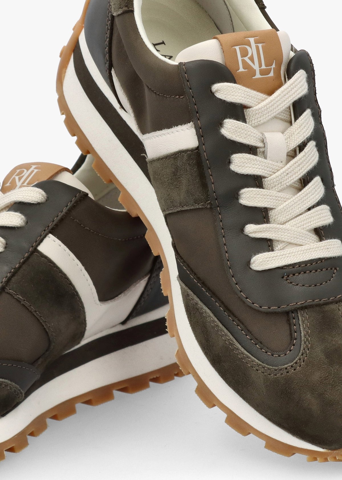 Dani Colour Block Dark Olive Suede Trainers