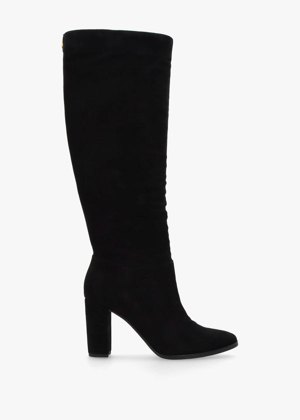 Artizan Black Suede Block Heel Knee Boots