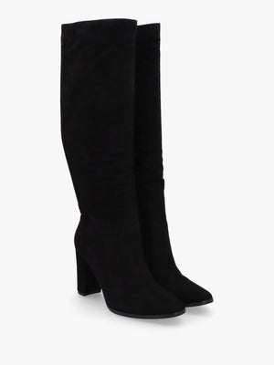 Artizan Black Suede Block Heel Knee Boots