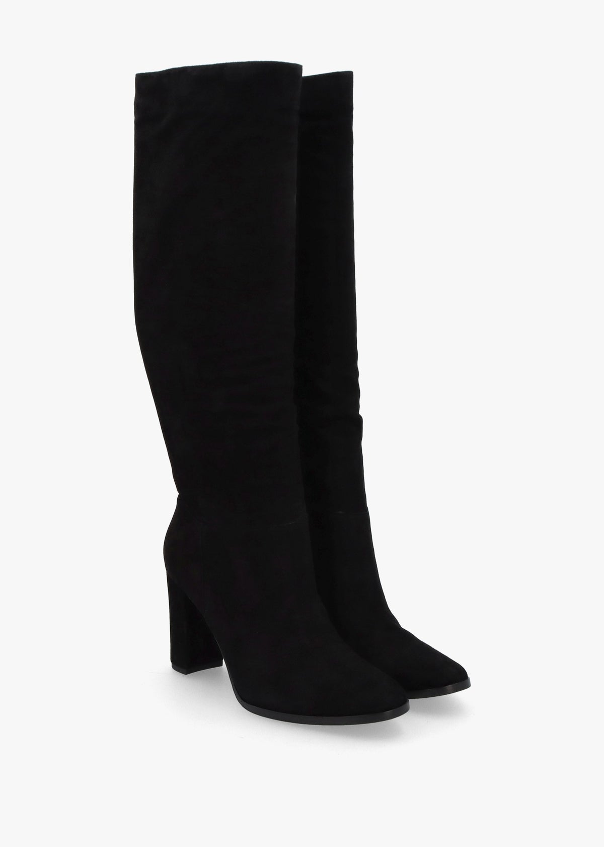 Artizan Black Suede Block Heel Knee Boots