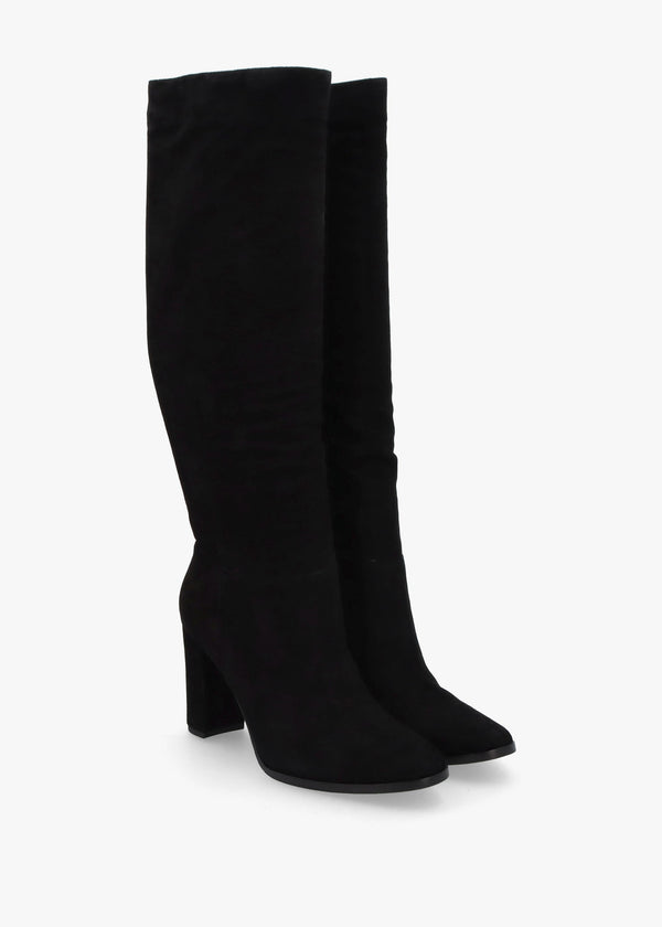 Artizan Black Suede Block Heel Knee Boots