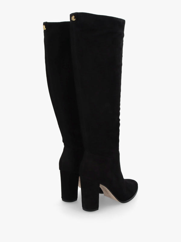 Artizan Black Suede Block Heel Knee Boots