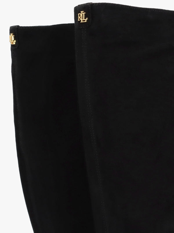 Artizan Black Suede Block Heel Knee Boots