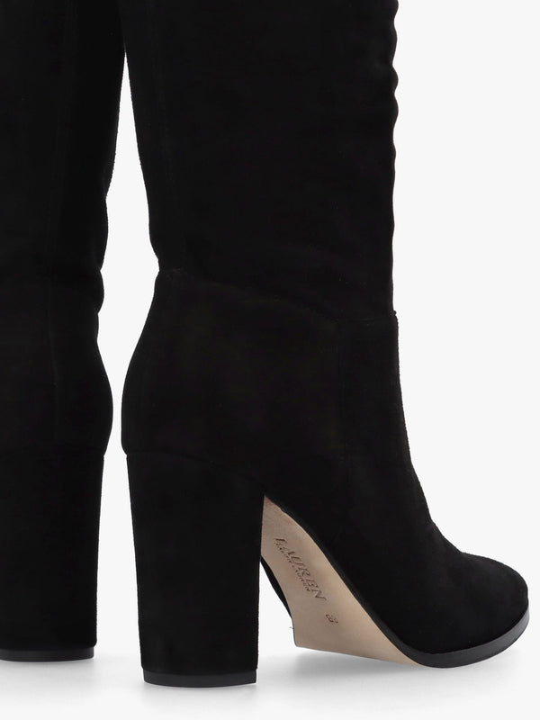 Artizan Black Suede Block Heel Knee Boots