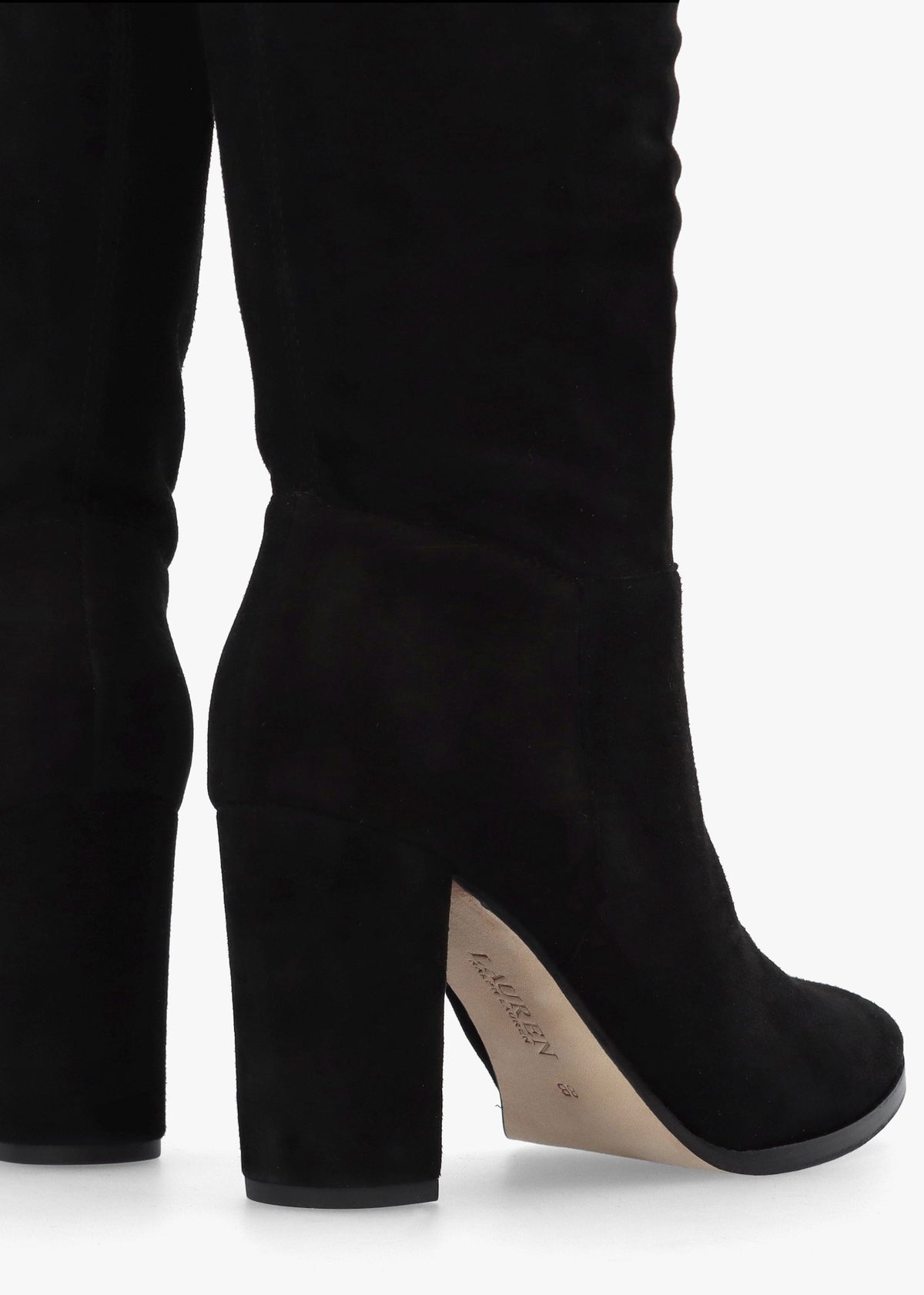 Artizan Black Suede Block Heel Knee Boots