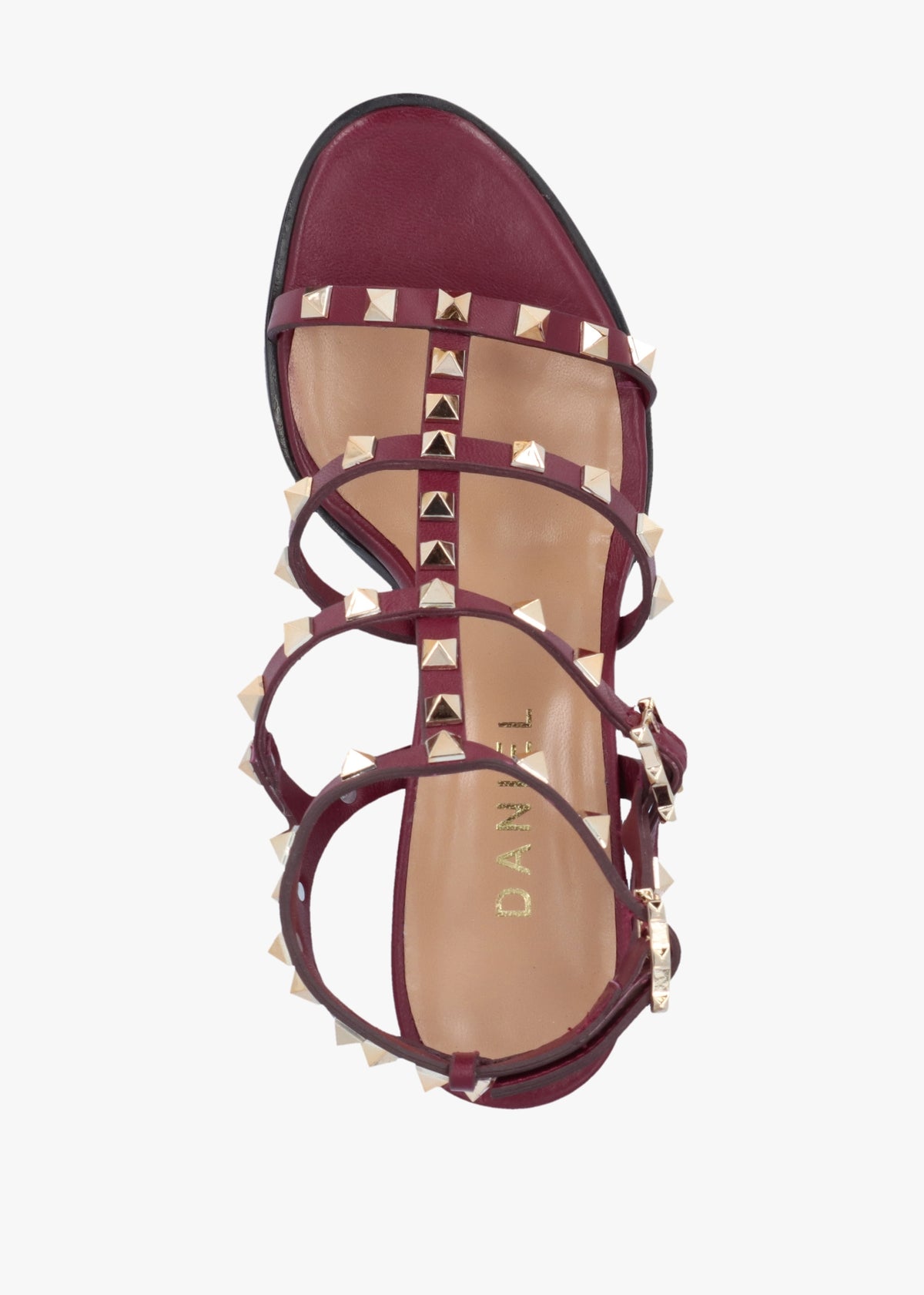 Pitter Burgundy Leather Studded Block Heeled Sandals