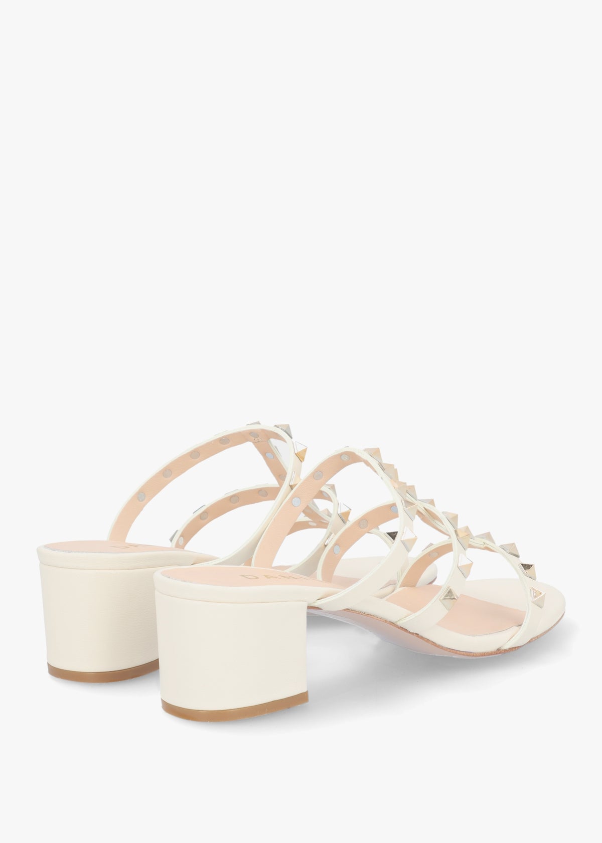 Studder Off White Leather Embellished Block Heeled Mules