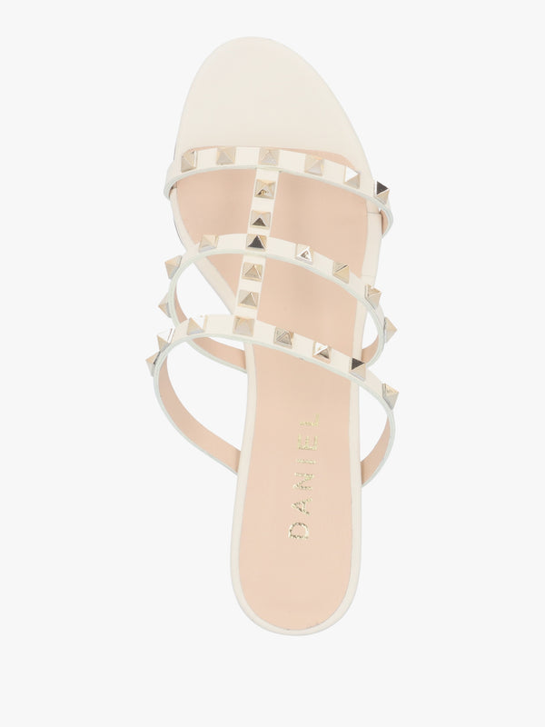 Studder Off White Leather Embellished Block Heeled Mules
