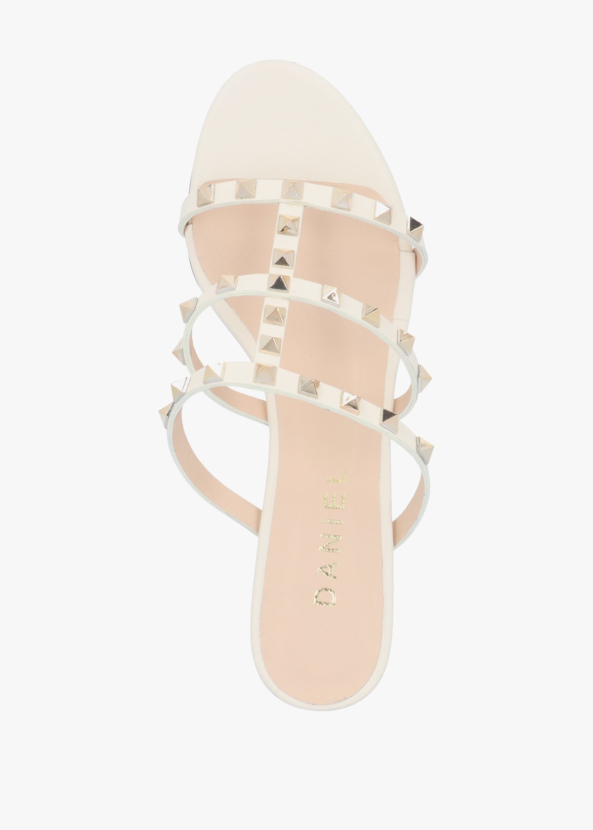 Studder Off White Leather Embellished Block Heeled Mules