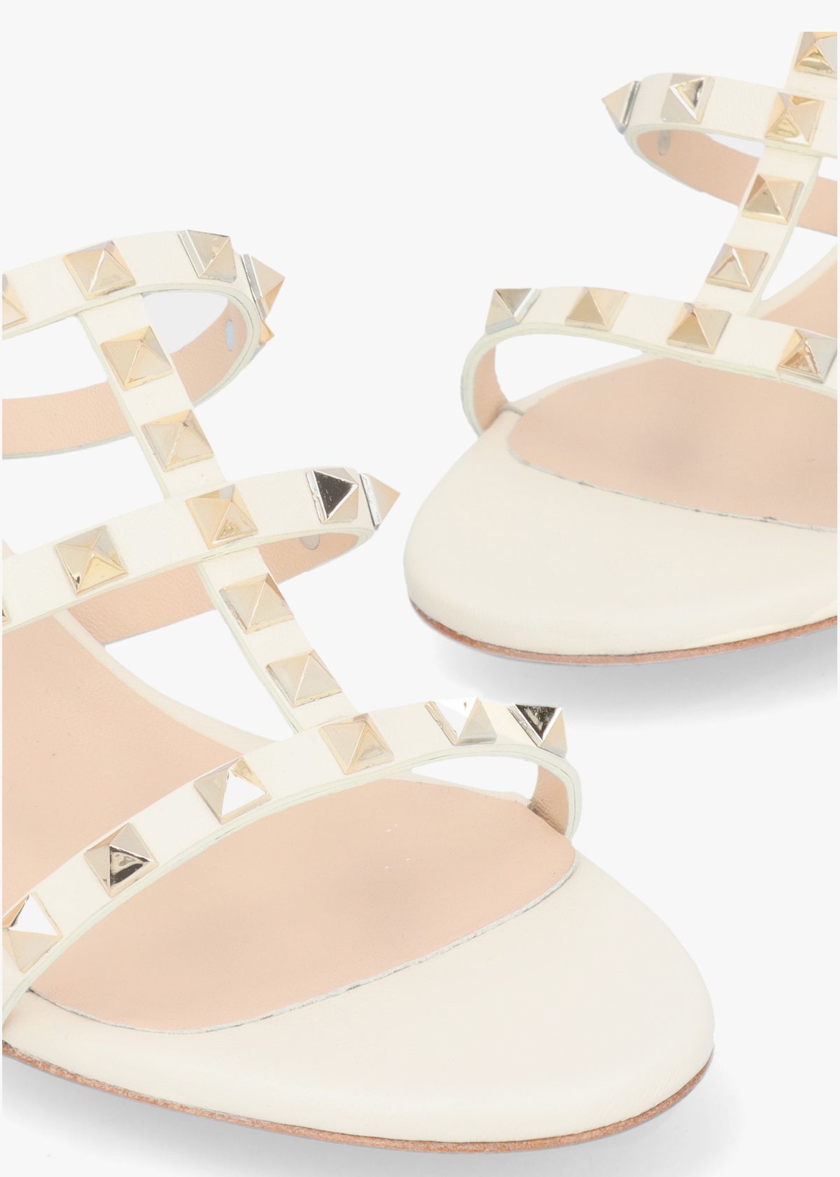 Studder Off White Leather Embellished Block Heeled Mules