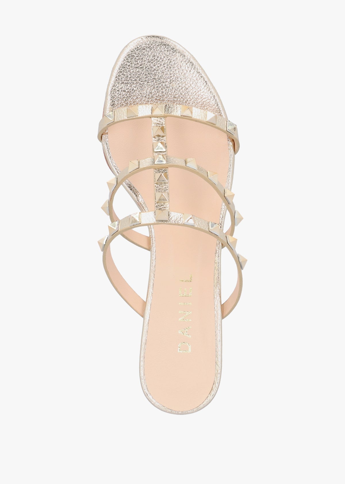 Studder Gold Leather Embellished Block Heeled Mules