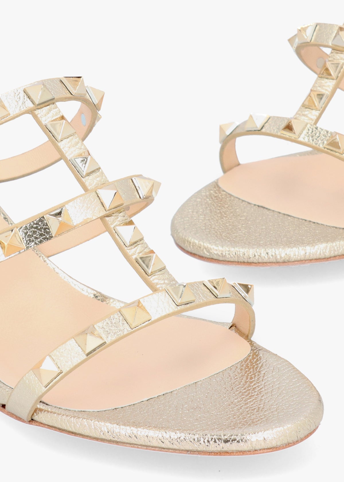 Studder Gold Leather Embellished Block Heeled Mules