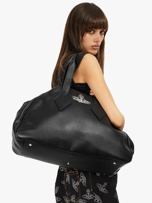 Men's Large Yasmine Black PU Grain Tote Bag