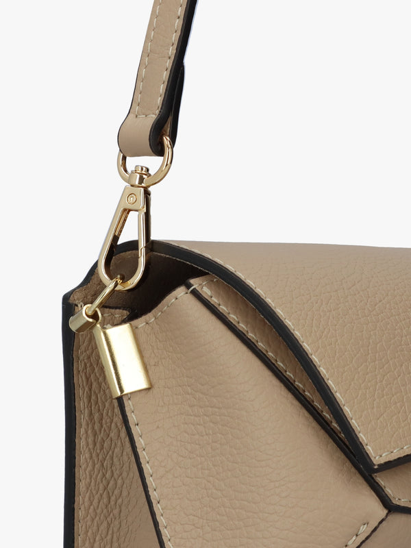 Leonie Beige Leather Cross-Body Bag