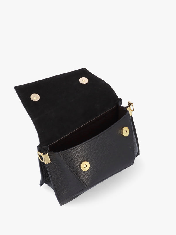 Leonie Black Leather Cross-Body Bag