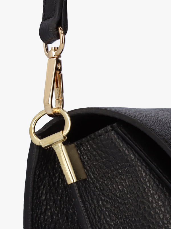 Leonie Black Leather Cross-Body Bag