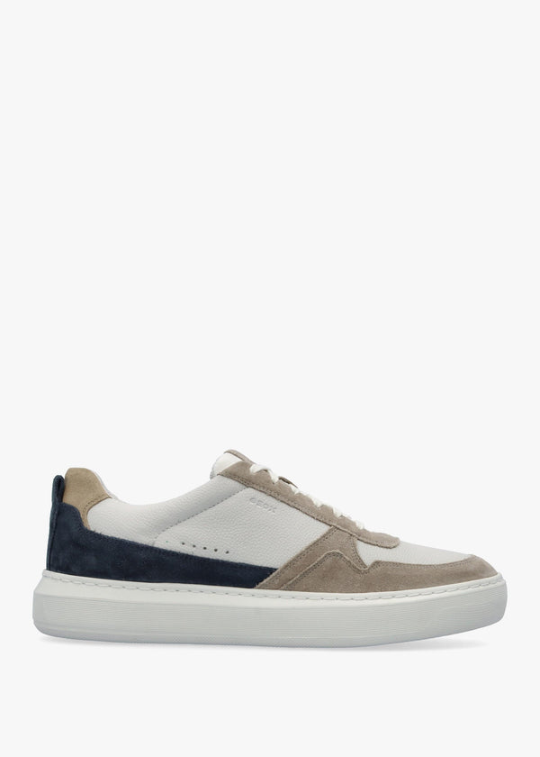 Men’s U Deiven Sand White Leather Trainers