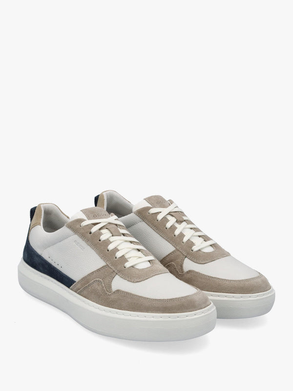 Men’s U Deiven Sand White Leather Trainers