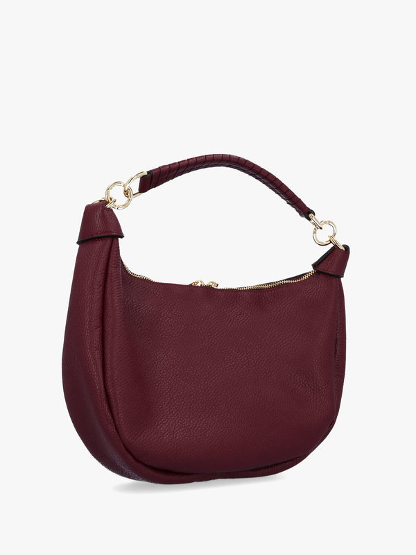 Licia Burgundy Leather Slouchy Shoulder Bag